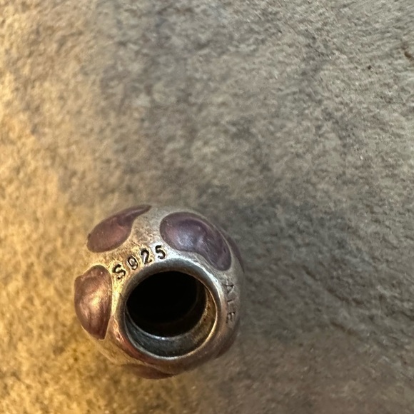 Pandora Silver & Purple Enamel Heart Bead 925 ALE for Pandora Moments Bracelet - Picture 3 of 4